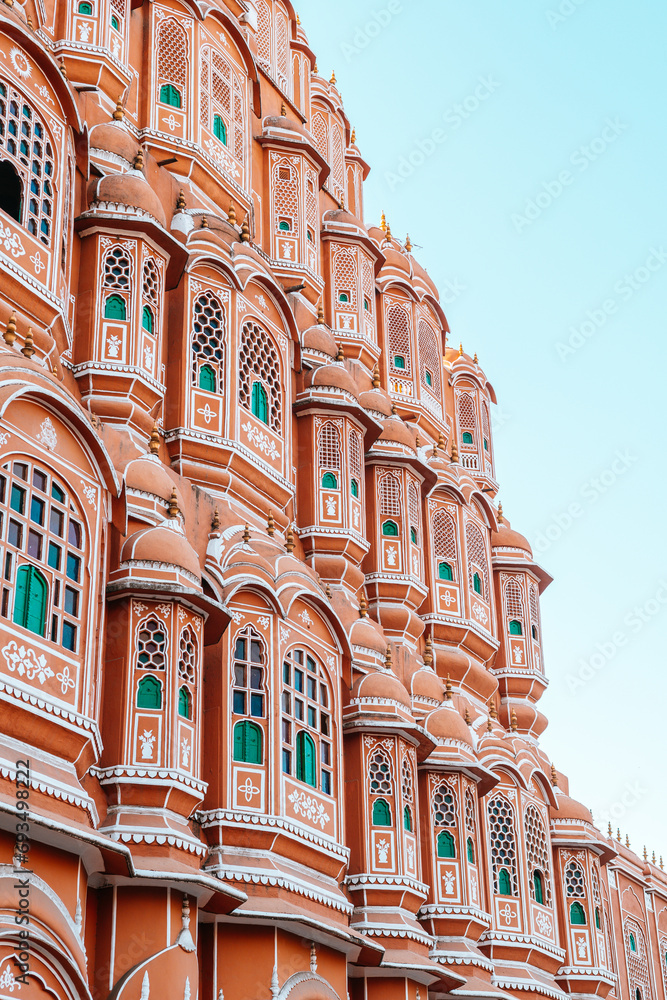 Wall mural facade of hawa mahal palace in jaipur, india