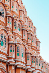 facade of hawa mahal palace in jaipur, india