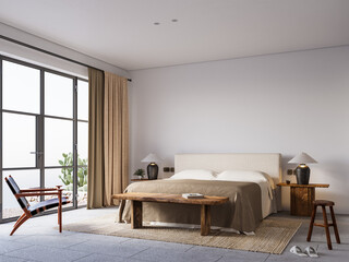 Wabi Sabi Interior Bedroom Wallpaper Mockup