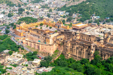views of amber fort in jaipur, india - obrazy, fototapety, plakaty