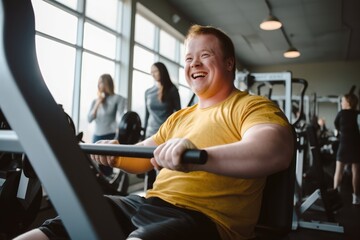 Fototapeta na wymiar Fitness Enthusiast With Down Syndrome Leads Engag