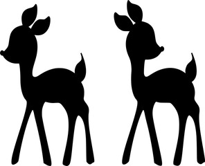 Vector silhouette of Deer on white background
