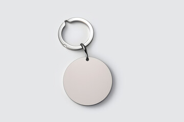 Mockup of a round keychain on a white background. AI generated