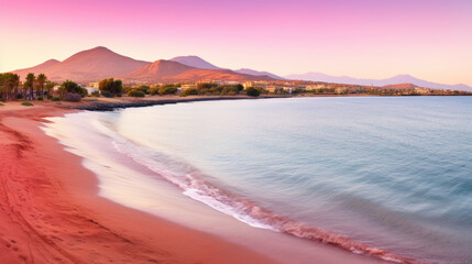 Beach with pink sand at sunrise