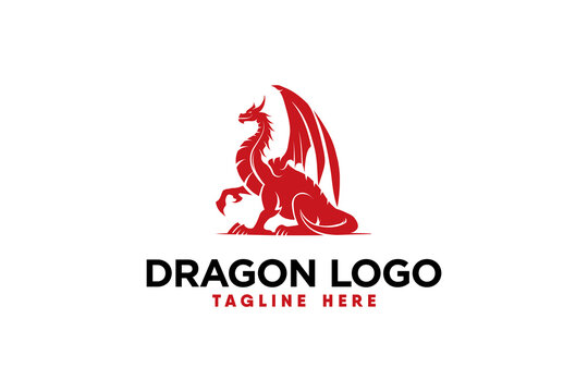 red dragon logo vector with modern and clean silhouette style