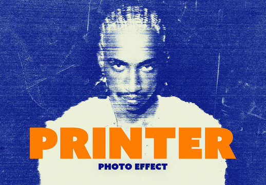 Broken Printer Photo Effect Mockup