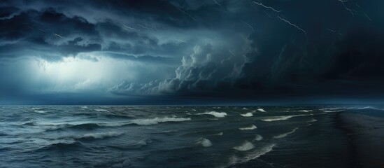 Dramatic sky over the Baltic Sea during rough weather. - obrazy, fototapety, plakaty