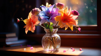 Bouquet of glowing colorful flowers