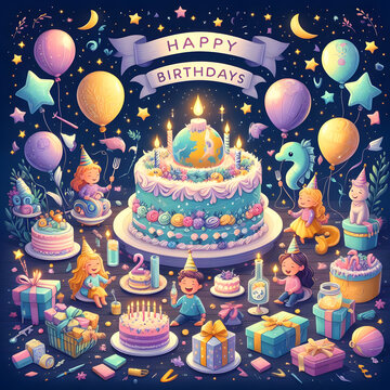 Zodiac Bash: Birthday Cheers under the Aquarian Sky, Wrapped in Gifts, Party Thrills, Heartfelt Congratulations, Delicious Cake, and the Company of Cherished Friends