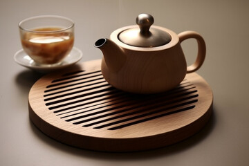 A simple and elegant wooden trivet, serving as a functional yet minimalist accessory for hot pots and pans.