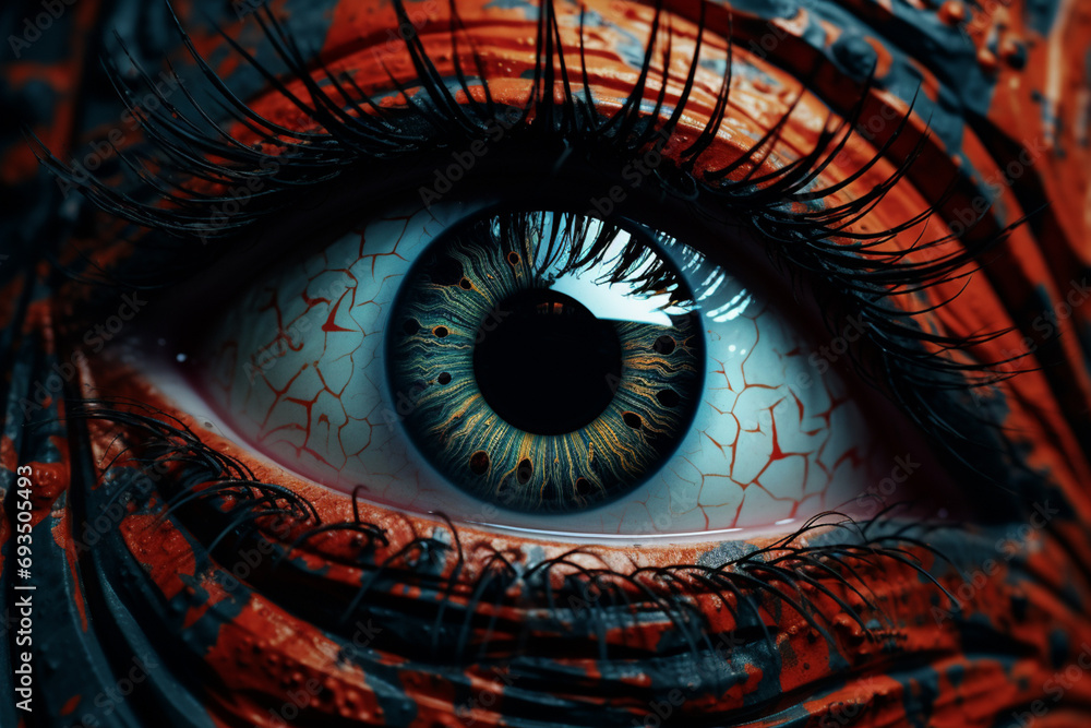 Aufkleber an abstract portrayal of the distorted lens through which reality is perceived in the schizophrenic 