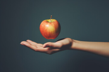 A poignant photograph of a person's hand reaching for an unreachable piece of fruit, illustrating the unattainable standards and perfectionism often associated with eating disorders.