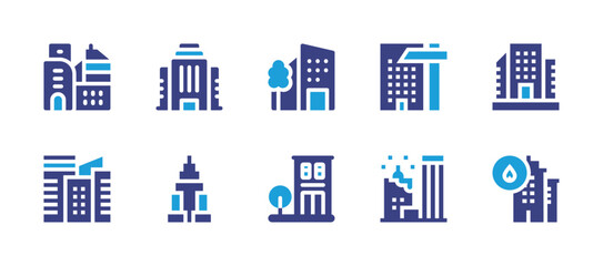 Building icon set. Duotone color. Vector illustration. Containing building, buildings, empire state building. - obrazy, fototapety, plakaty