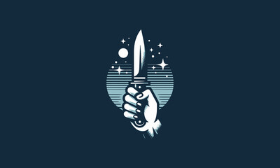 Fototapeta na wymiar hand hold knife vector illustration logo design