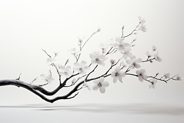 Abstract, minimalist drawing of a branch of cherry blossoms.