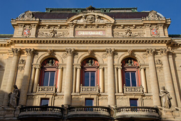 Fototapeta na wymiar LYON, FRANCE, December 14, 2023 : Located in the heart of Lyon, the Celestins Theater is one of the few theatres that can commemorate more than two centuries of dramatic art.