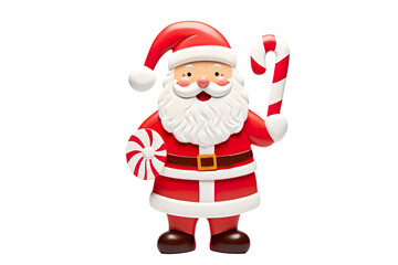 Fototapeta premium a christmas themed santa claus paper craft with a candy cane is shown, isolated on white background PNG