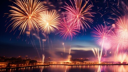 Fototapeta premium cinematic new years fireworks wallpaper
