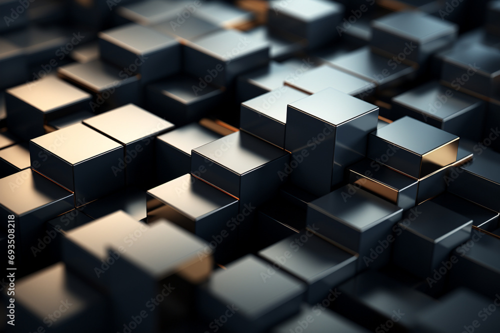 Poster Abstract, minimalist blockchain data blocks with subtle shading.
