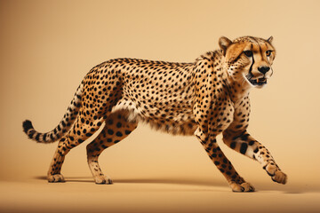 Minimalistic depiction of a cheetah in mid-stride, capturing the essence of speed and movement through simple design.