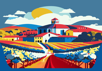 Naklejka premium The scenery of the traditional and authentic wine estates