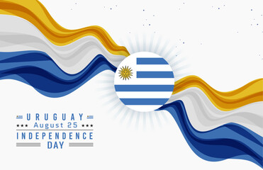 Happy Independence Day of Uruguay with Flag - obrazy, fototapety, plakaty