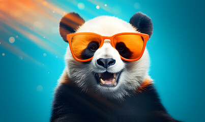 Happy panda wearing sunglass for a commercial advertisement image
