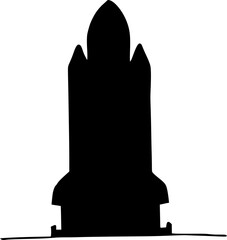 Vector silhouette of Spaceship on white background
