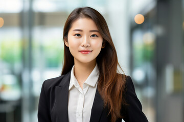 Naklejka premium Generative AI image of successful professional lady in office indoors