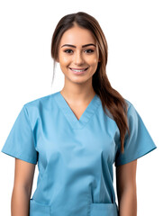 Young female medical nurse in transparent background