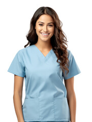 Fototapeta premium Young female medical nurse in transparent background