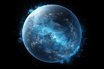 Fototapeta premium planet blue abstract in dark space with dots of stars, fantastic