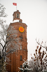 large clock on the Artynov Tower, water tower, European Square, Vinnitsa, Ukraine