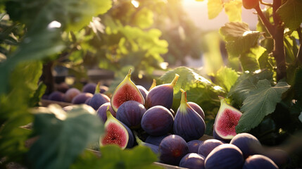 Fruit fig garden, business farming and entrepreneurship, harvest. - obrazy, fototapety, plakaty