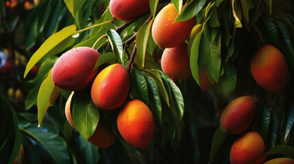 Fruit mango garden, business farming and entrepreneurship, harvest. - obrazy, fototapety, plakaty