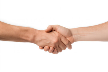 two male hands shaking in greeting or agreement, isolated on a dark background