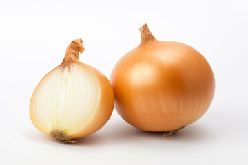 Fototapeta premium onion, two onions isolated on white background, selective focus