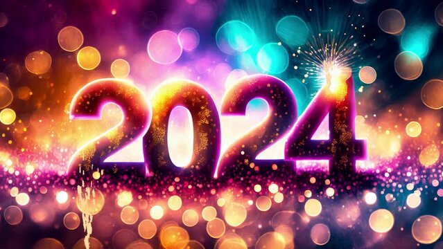 New Years 2024 Video Bokeh background Fireworks AI generated