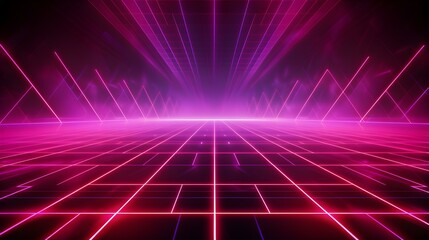 Burgundy Synthwave Laser Grid. Futuristic Background