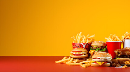Junk Food-themed Background Image, Perfect for Adding a Dash of Fun to Your Visuals. - obrazy, fototapety, plakaty