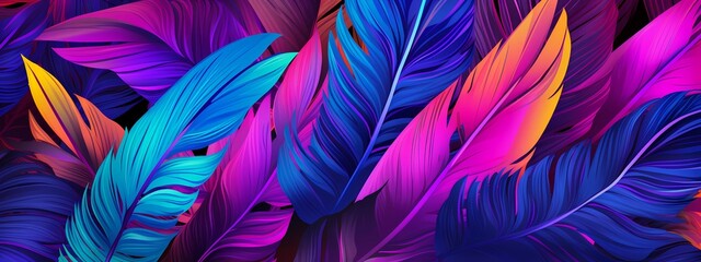 Colorful tropical leaves background suitable for tropical-themed designs, summer party invitations, and vibrant nature-inspired artworks. Perfect for adding a lively and exotic touch to various design
