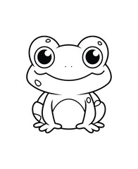 Cute frog cartoon character isolated on white background