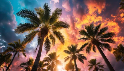 Fototapeten palmier en été et joli ciel coloré © -Y4NN-