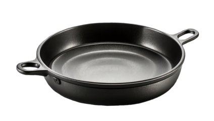 Black frying pan isolated on white background. 3d render png