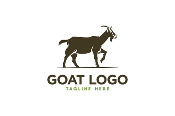 jumping goat logo vector with modern and clean silhouette style - obrazy, fototapety, plakaty