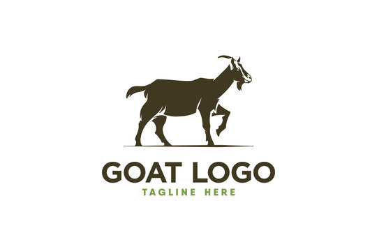 jumping goat logo vector with modern and clean silhouette style
