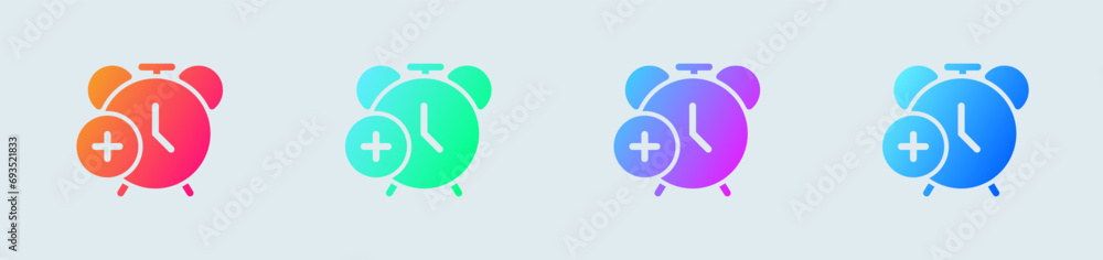 Poster add alarm solid icon in gradient colors. timer signs vector illustration.