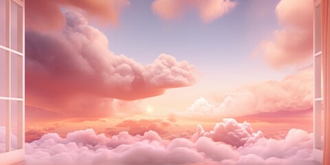 A texture inspired by the soft sjy at sunset, withc soft clouds, with interactive artificial light, with soft textures like cloth, with pink and yellow color, realisti