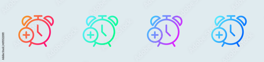 Poster add alarm line icon in gradient colors. timer signs vector illustration.