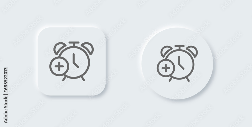 Poster add alarm line icon in neomorphic design style. timer signs vector illustration.